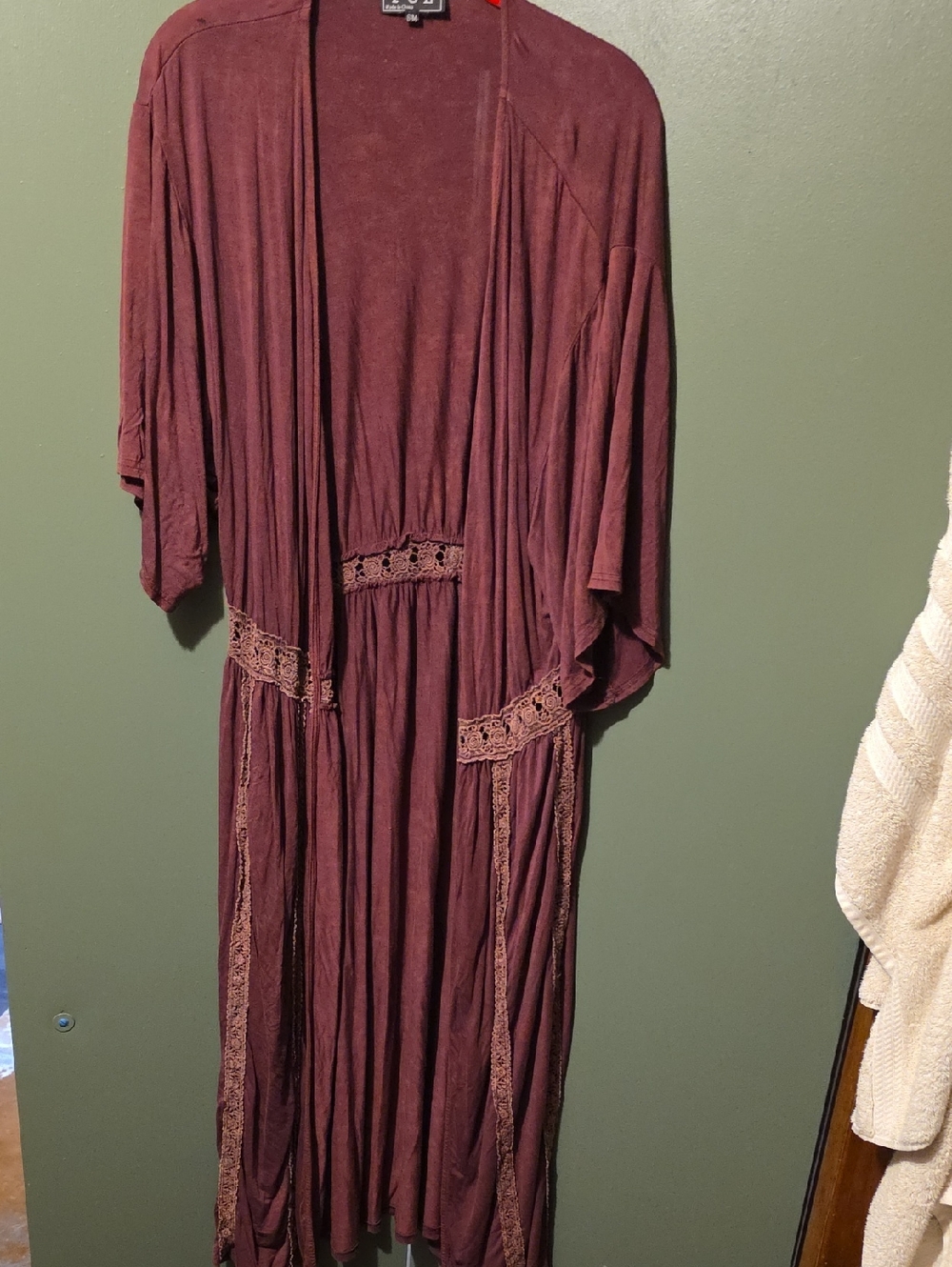 POL Burgundy Longline Open Cardigan